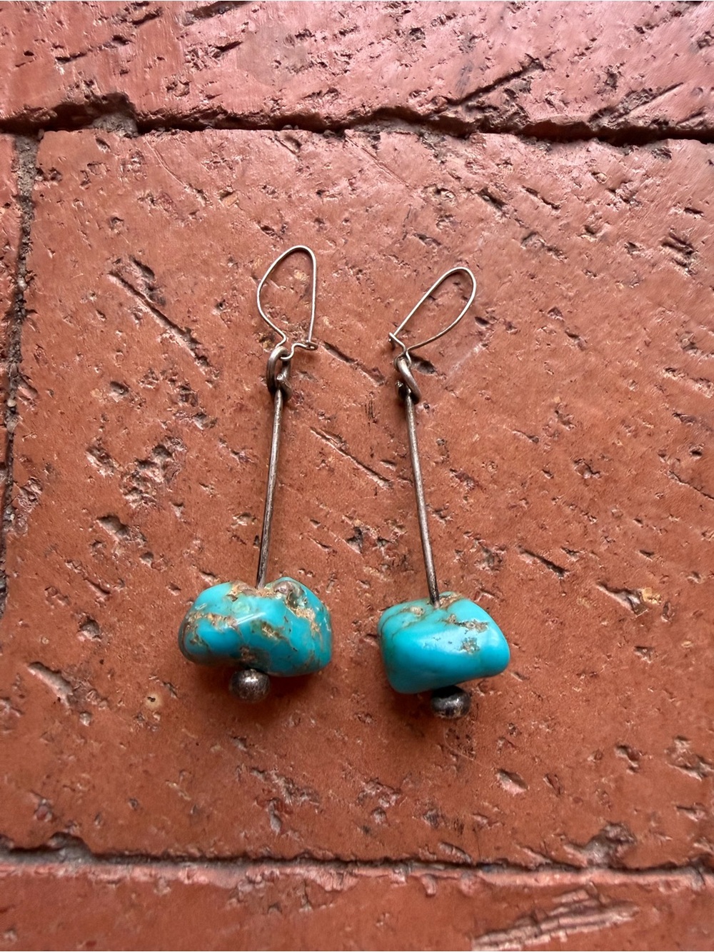 Vintage Turquoise Drop Earrings sterling silver and turquoise